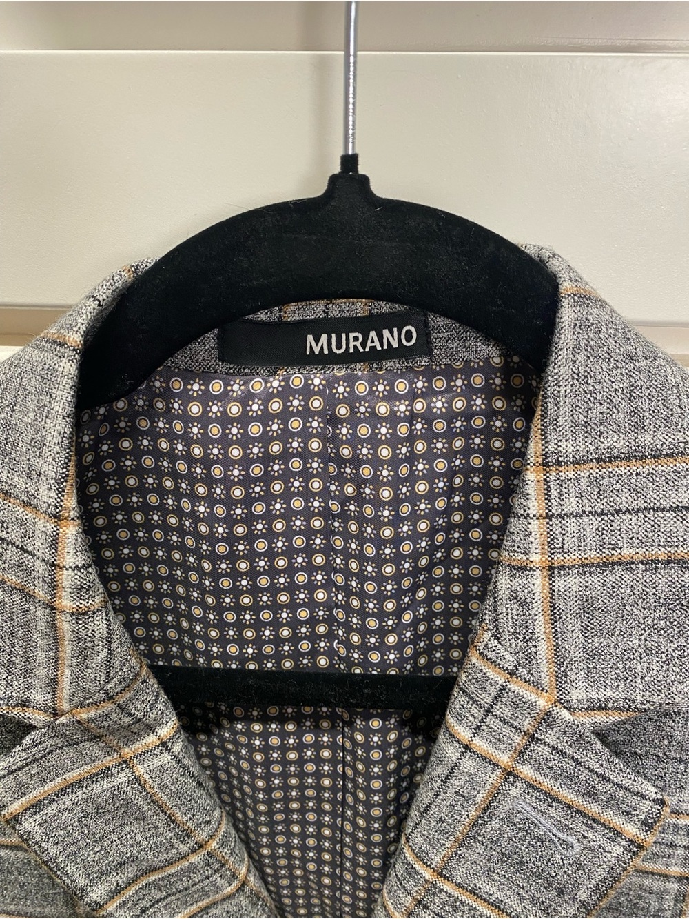 Murano Gray Blazer with Tan Windowpane Accents